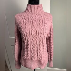Joie Soft Pink Cable Knit Turtleneck Sweater chunky soft